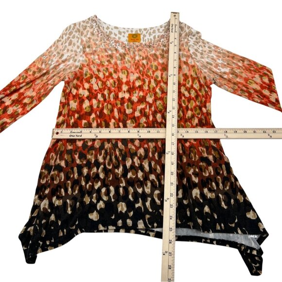 Ruby Rd. Women's‎ Petite Small Leopard Print 3/4 Sleeve Tunic Top Rhinestone - Picture 3 of 4
